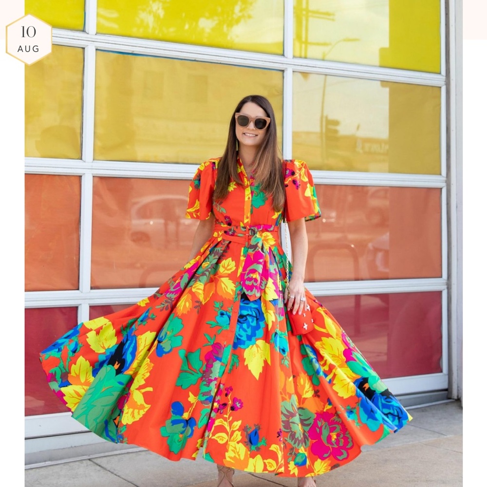 CJR X TARGET : Orange and Yellow Puff Sleeve Maxi Sundress